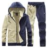 Men's Winter Lambswool Cotton Tracksuit: Hooded Jacket & Plus-Size Pants