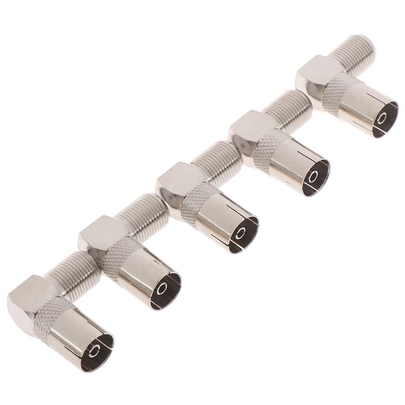 5 Τεμάχια Ομοαξονικός RF 90 Γωνιακός Συνδετήρας Κεραίας Τηλεόρασης F Θηλυκό σε Αρσενικό Βύσμα Τηλεόρασης