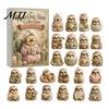 Cute Sloth Pendant Set Advent Calendar, 24Pcs Acrylic 2D Ornament Holiday Collectibles with Vintage Warm-Tone Designs, Christmas Tree Hanging