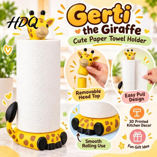 Non Slip Paper Roll Stand Cute Giraffe Towel Holder Sturdy PLA 3D Printed Standing Novelty Home Decor Gift Dispenser Decorative Animal Napkin