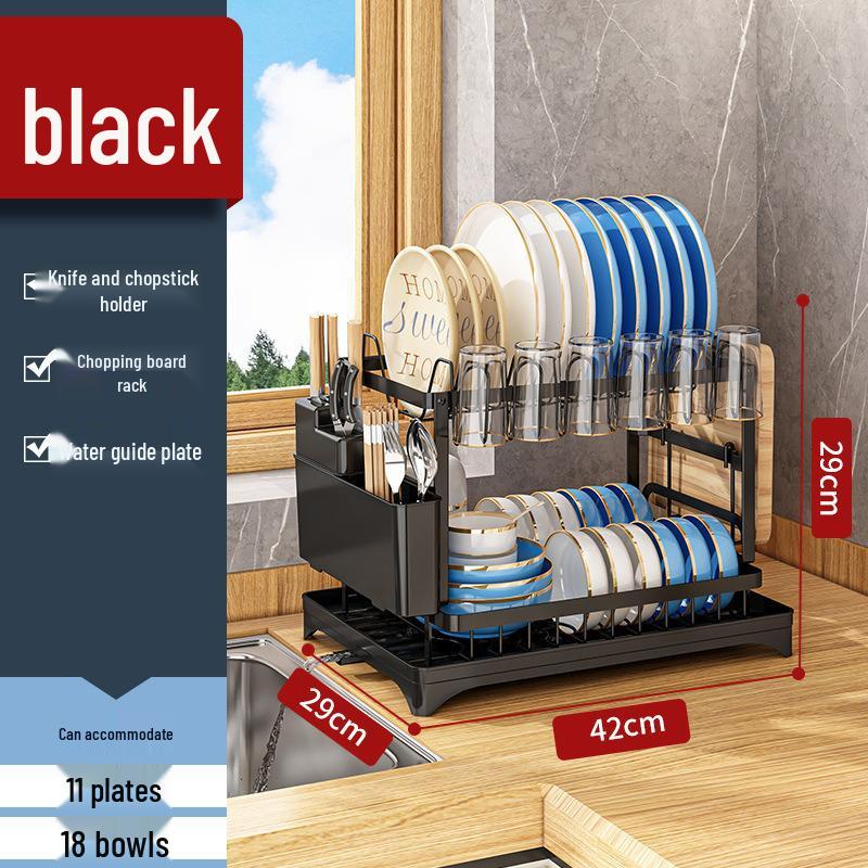 Cross-Border Kitchen Dish Rack: Bowl, Plate, Chopstick, Knife, Fork Storage & Countertop Drying Rack.