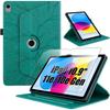Hülle + Gehärtetes Glas für iPad A16 (11") / iPad 10 2022 (10,9") Stoßfestes Drehhülle PU-Leder Grün