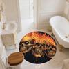 Flaming Skull,Round Area Rug,Carpet Rug for Living Room Bedroom Sofa Playroom Decor,Non-slip Floor Mat