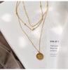 Goodluck Multilayer Light Gold Necklace - European/American Style Titanium Steel Women's Clavicle Sweater Chain