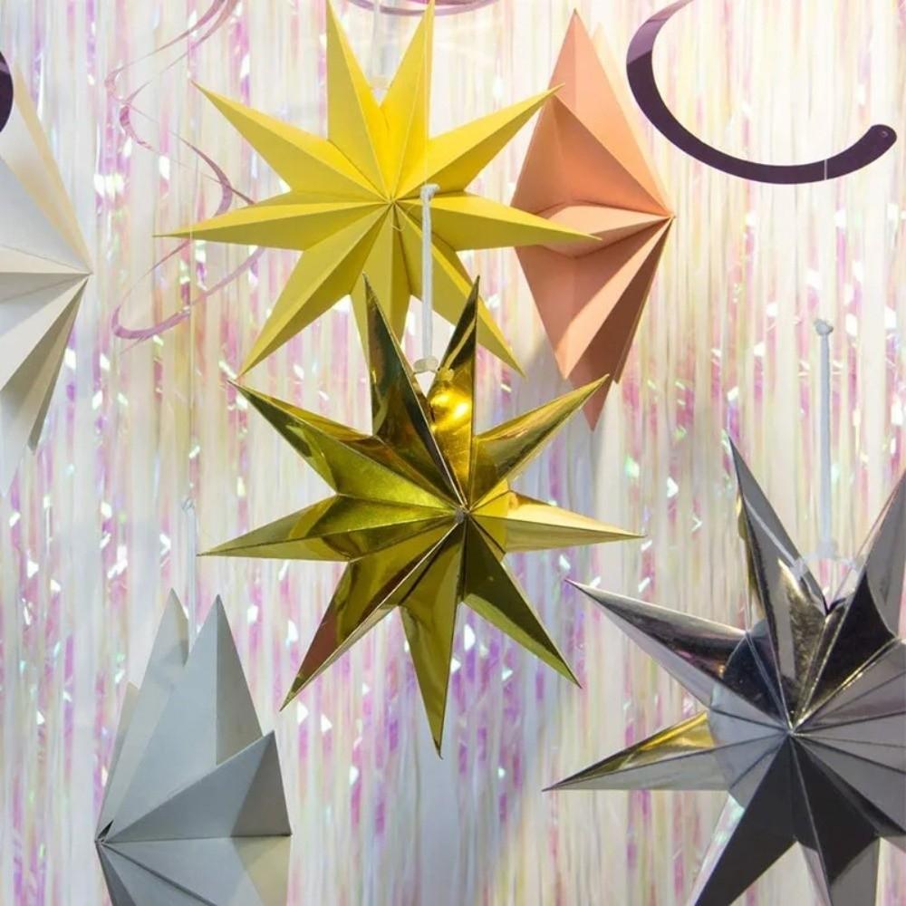 New 30cm Star Lanterns Folding 9-Pointed Hanging Paper Stars DIY Crafts Party Decorations for Indoor/Outdoor Windows