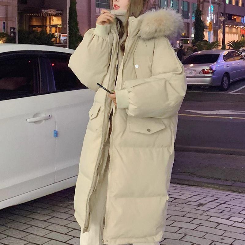 Women's Mid-Length Down Jacket, 2024 Winter, Warm and Thick, Slimming Over-The-Knee Coat