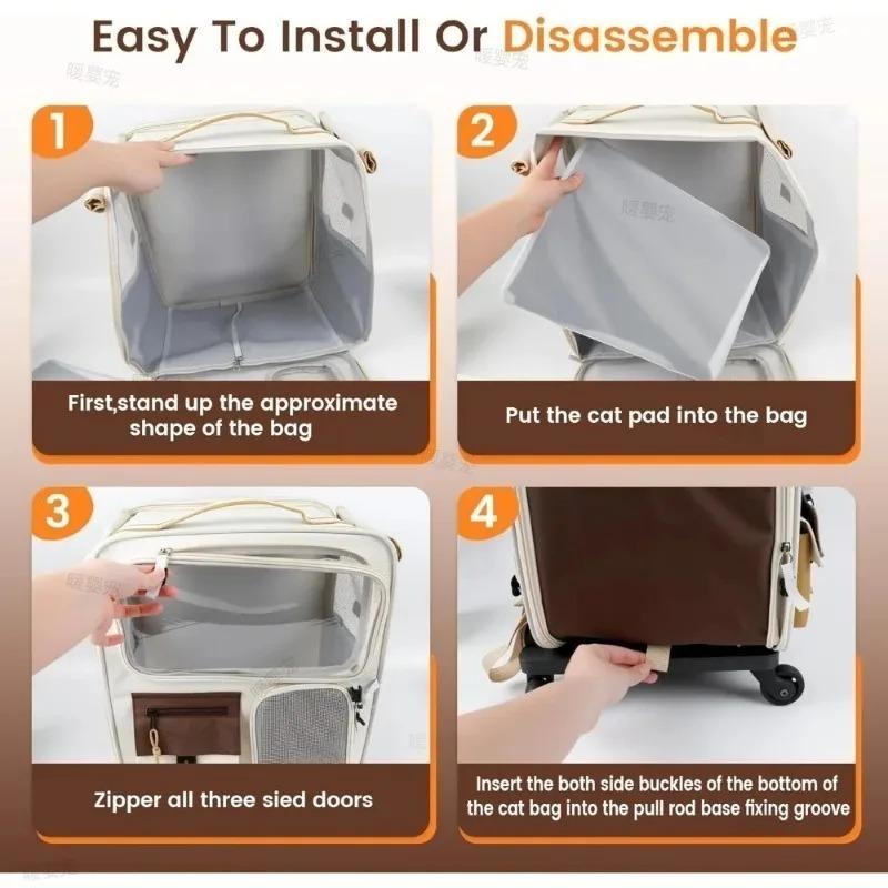 Travel Rolling Pet Handbag With Wheels For Large Cats Small Dogs Under 10kg Convenient Carrier For Walking And Camping