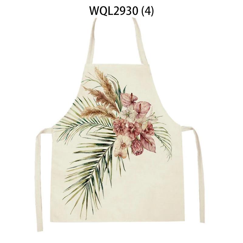 Cleaning Supplies Flower Plants Pattern Kitchen Aprons Sleeveless Linen Aprons Home Cooking Baking Accessories Antifouling Apron