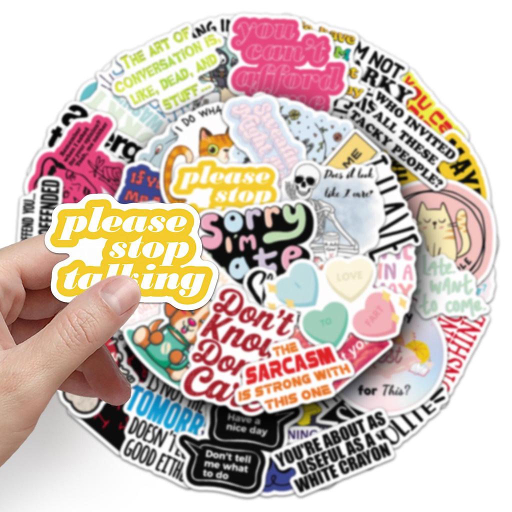 50 Snarky Meme Graffiti Stickers for Water Bottles, Suitcases, and Stationery Decoration.