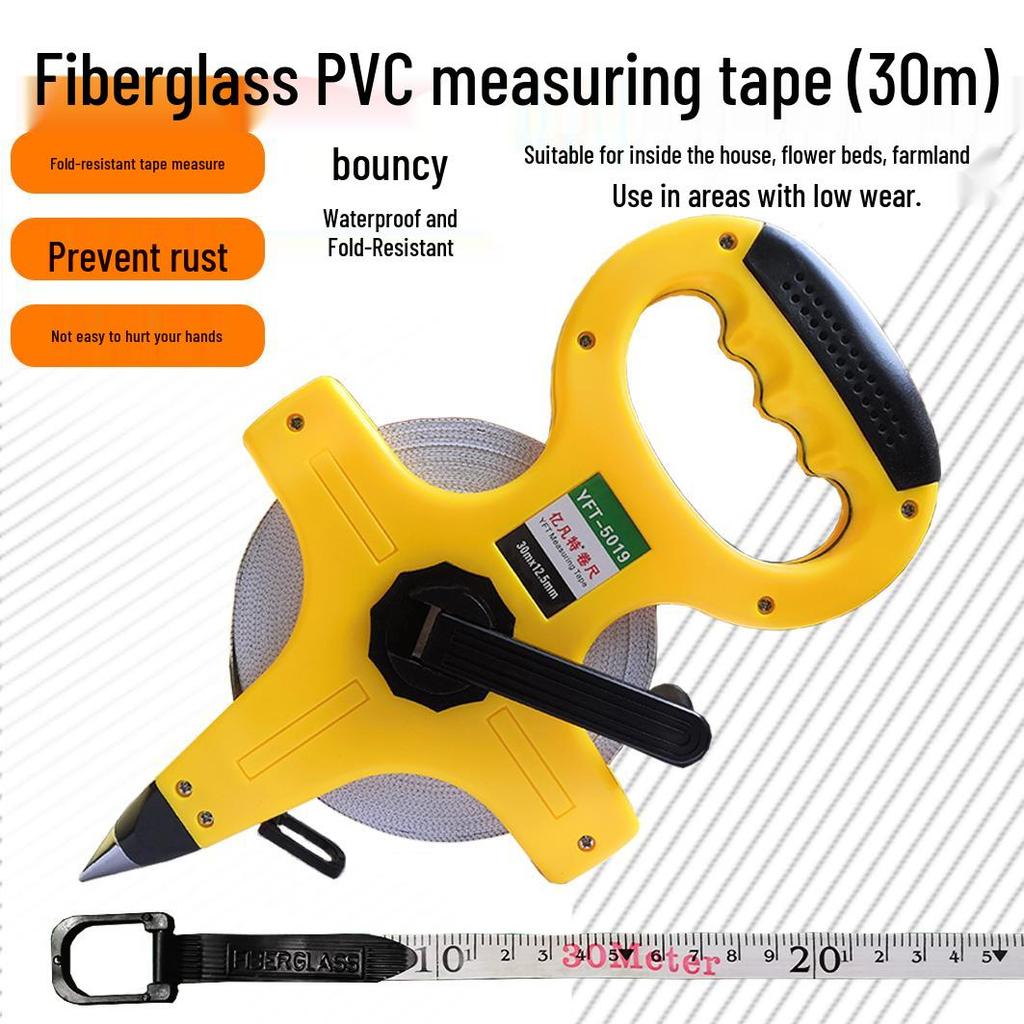 Durable, Waterproof Tape Measure Set: 50m, 30m Soft, 100m Fiber, Double-Sided Construction Ruler.