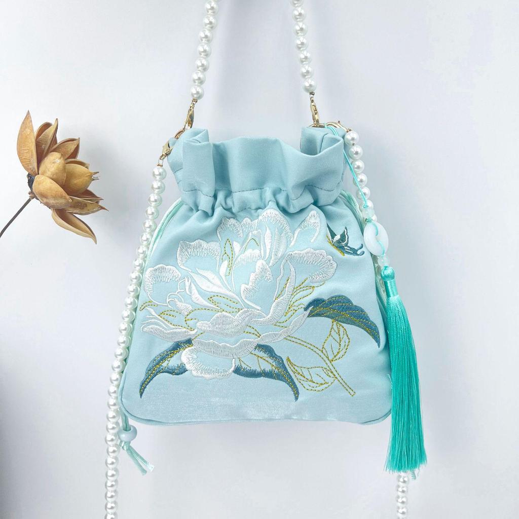 Suzhou Pearl Embroidery Hanfu Crossbody Bag - National Style, Versatile, Large Capacity Women's Handbag