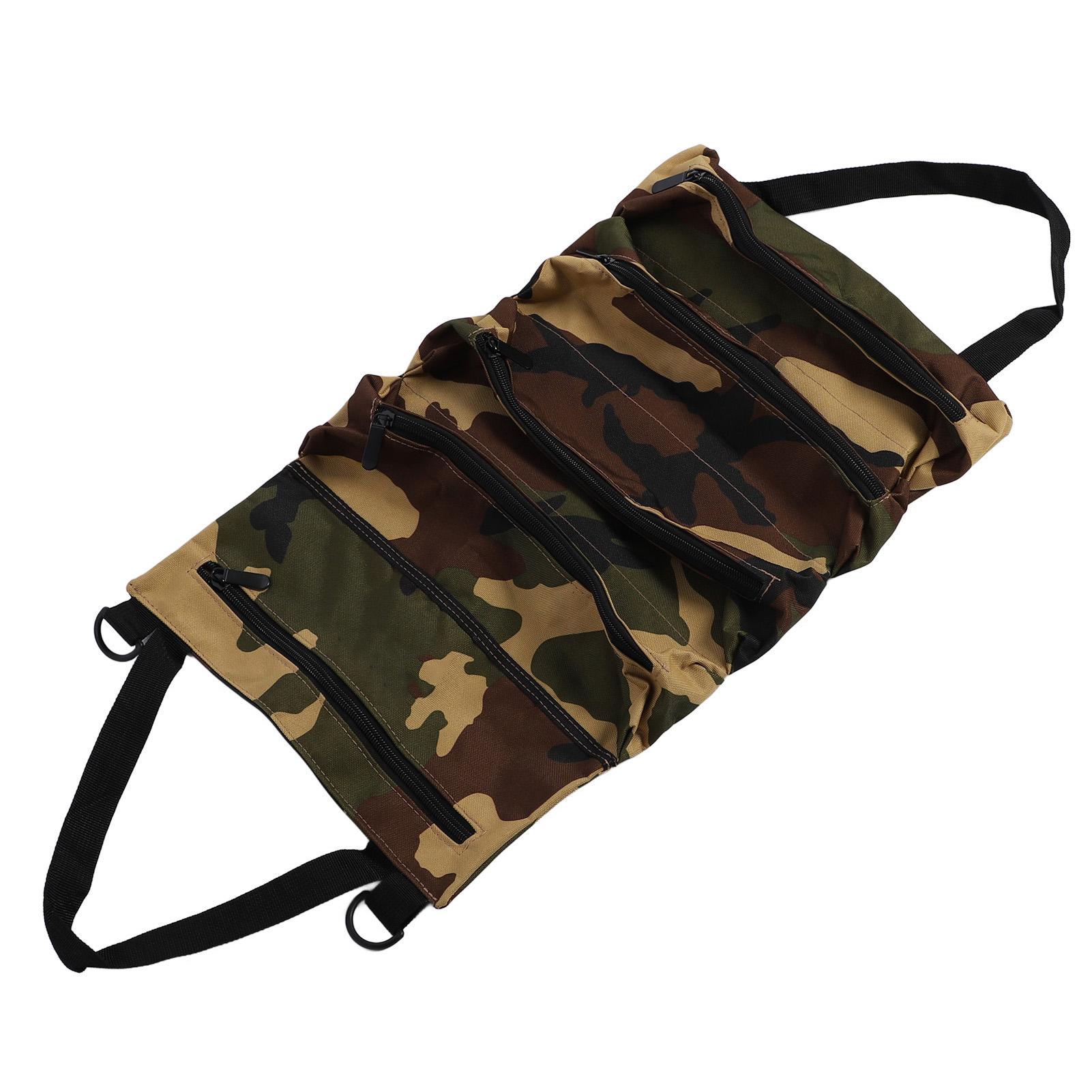 

Heavy Duty Roll Up Tool Bag Canvas 5 Compartments Tool Storage Kit for Wrench Screwdriver Socket