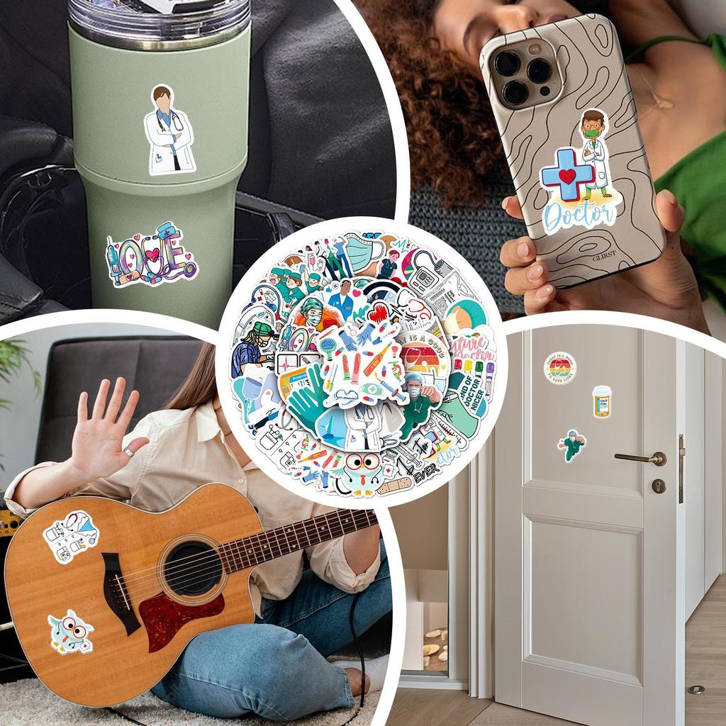 50pcs New Model Doctor Nurse Graffiti Stickers International Nurses' Day Decals Kid Toy Decoration Tool For Luggage, Computer