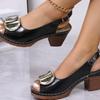 Plus-size Slip-on Sandals, High-heeled Peep-toe Sandals, Women's Beach Shoes
