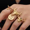 18k Gold Plated Stainless Steel Bull Head Geometric Ring - European & American Style Luxury Index Finger Ring