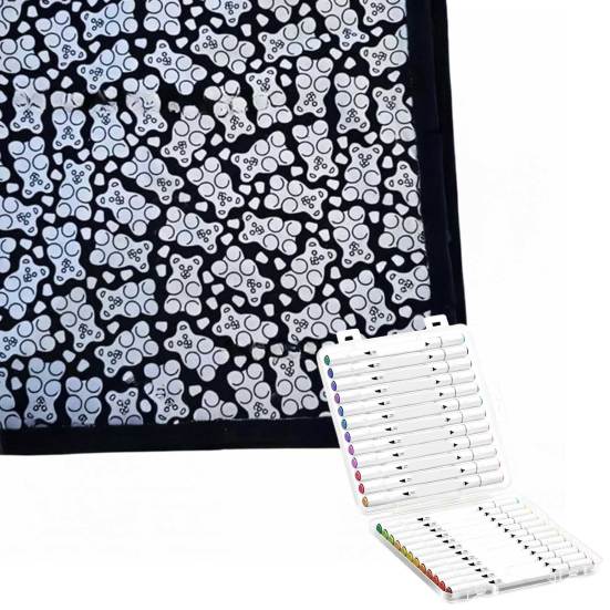 DIY Coloring Blanket Color Your Own Blanket DIY Coloring with 24 Markers Customizable Washable Throw Blanket for Home Decor Party Art Project