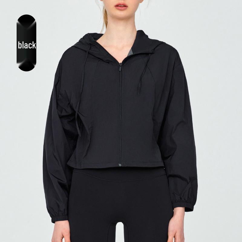 

Женская легкая куртка для йоги на весну/лето - Дышащая, свободного кроя, повседневная, короткой длины, худи для фитнеса для занятий спортом на открытом воздухе Small