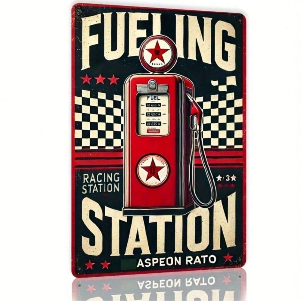 

Vintage Gas Station Fuel Pump Metal Poster Wall Art Garage Decor