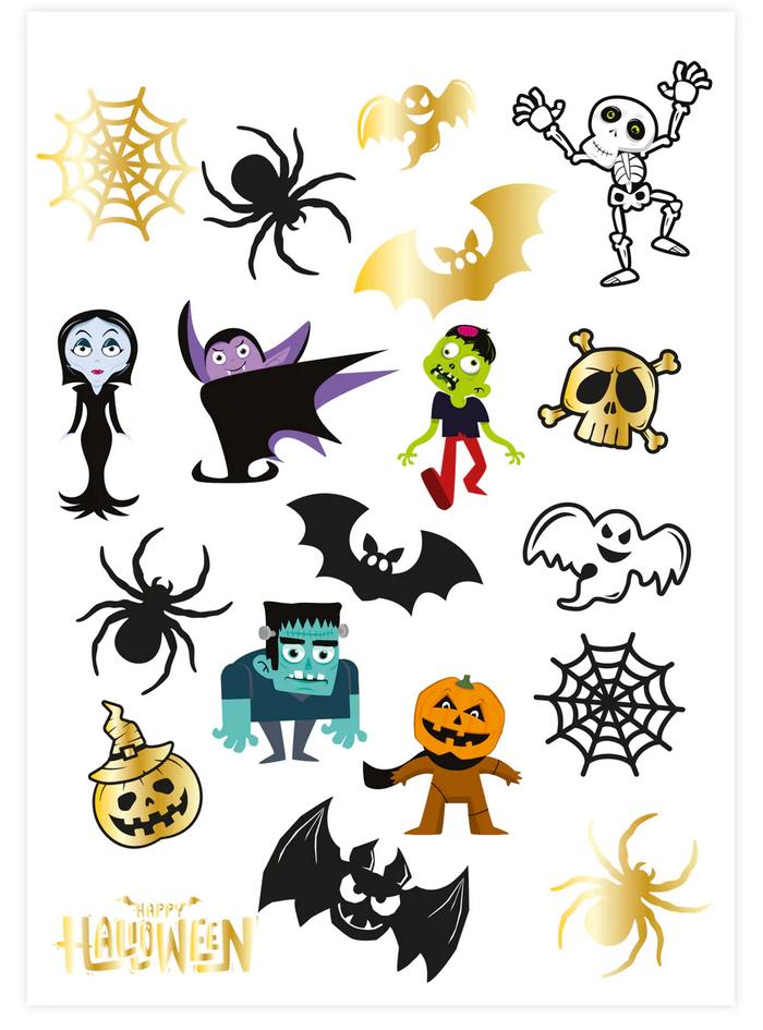 Halloween Tattoos Mix of Designs 19 Pcs