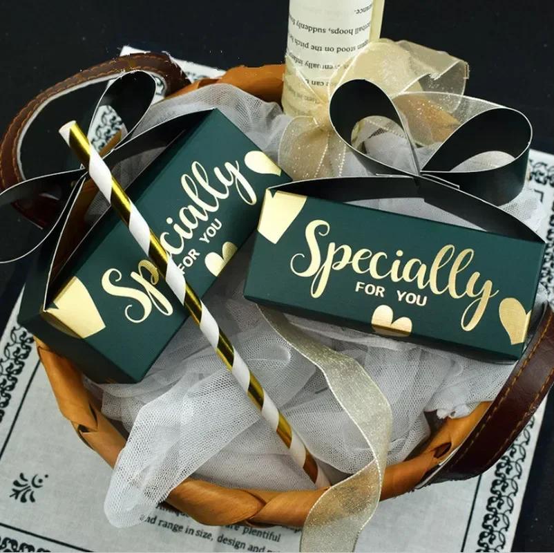 10Pcs Party Wedding Favors Cookies Decoration Candy Gift Bag Bow Paper Box As Soap Cookie Candy Little Gift Packaging