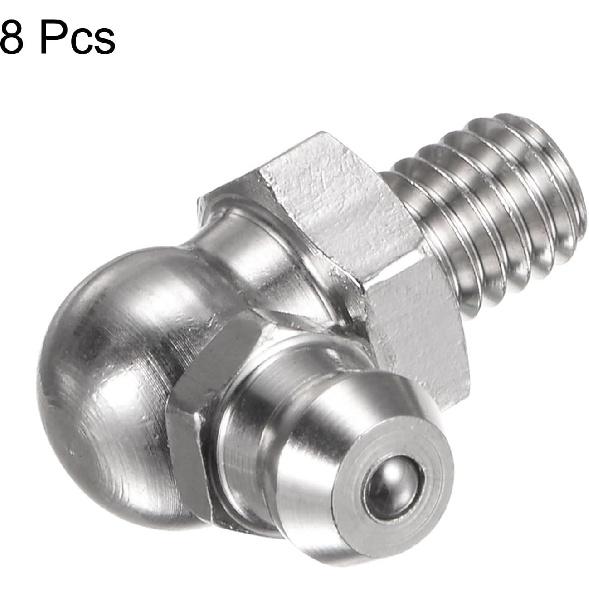 HARFINGTON 8pcs 201 Stainless Steel 90 Degree Grease Fitting M6x1mm Metric Thread Hydraulic Grease Nipple Accessories for Car