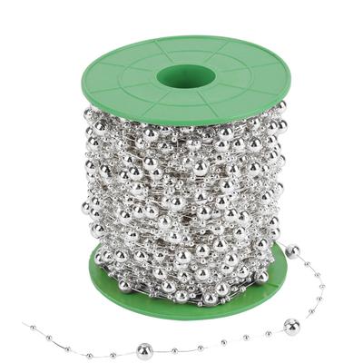 60m Rolle Galvanisierte Perlen Draht Perlen Girlande Schnur DIY Hochzeitsdekoration 3mm+8mm(Splitter)
