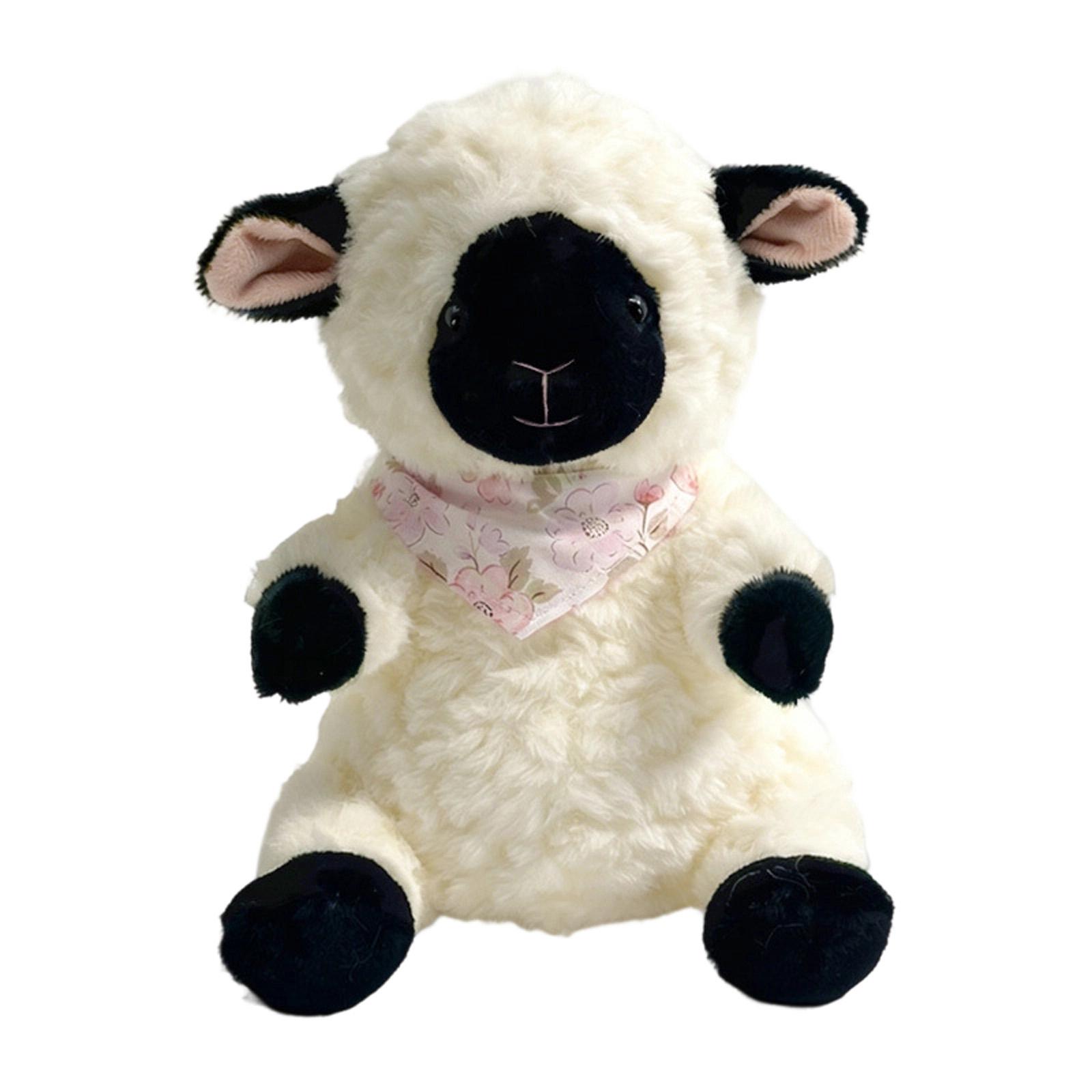 

Cute Sitting Lamb Plush Toy Set, Soft Stuffed Sheep With Scarf/Bow Tie For Decor & Gifting One Size чёрный