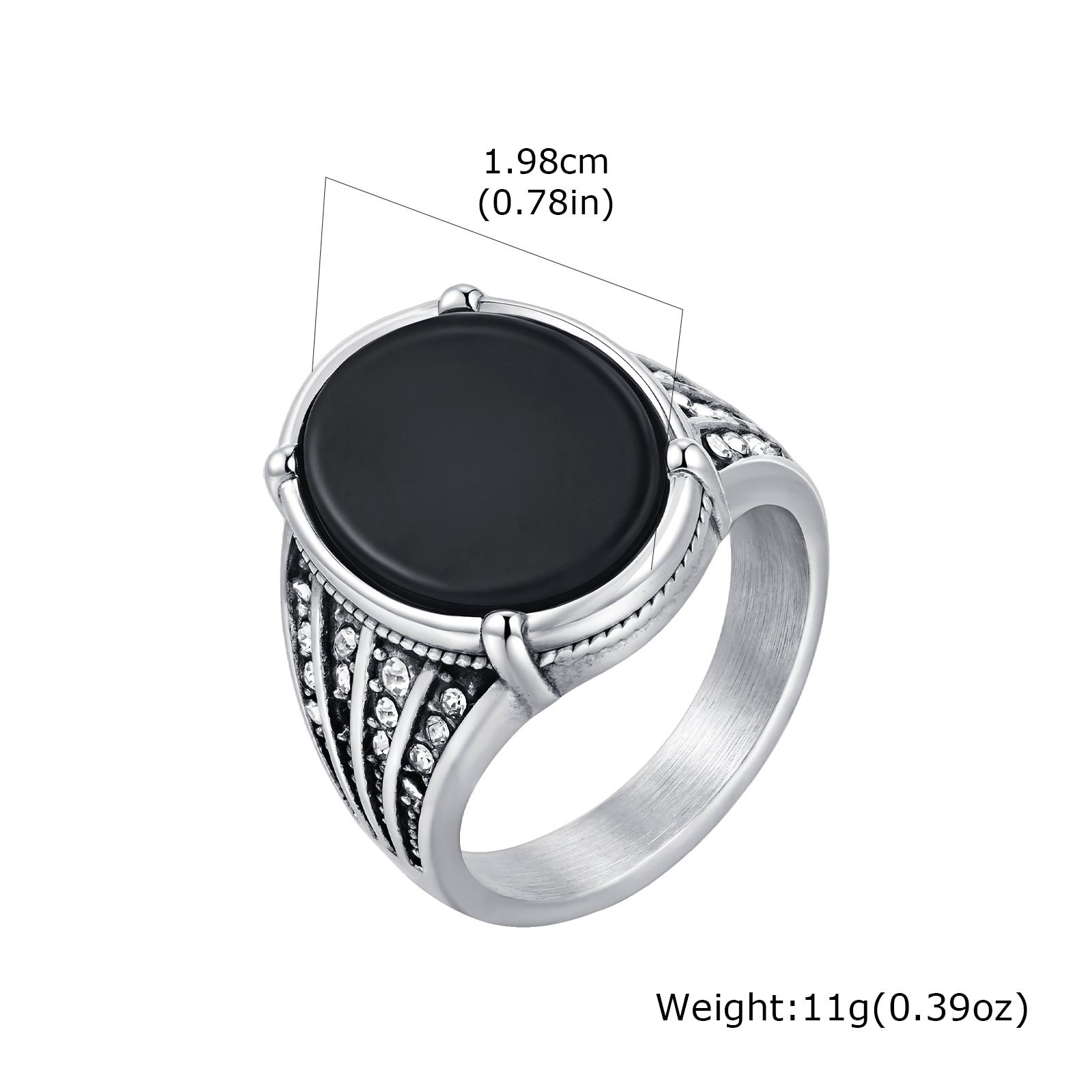 

Vintage Geometric Natural Stone Rings for Men Black Oval Onyx Stainless Steel Ring Textured Signet Fashion Punk Jewelry Gift 11