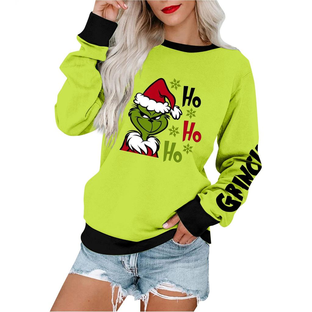Women's Casual Fashion Print Long Sleeve O-Neck Pullover Top Blouse