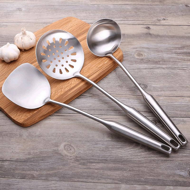 316 Stainless Steel Kitchen Utensil Set, 6 Pcs Cooking Tools Including Wok Spatula & Skimmer for Home Restaurant Use
