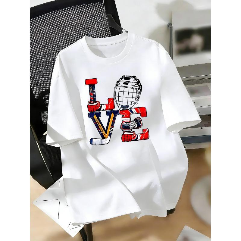 Kids Teens Hockey Exclusive Romance Graphic Short Sleeve Casual Summer T-Shirt
