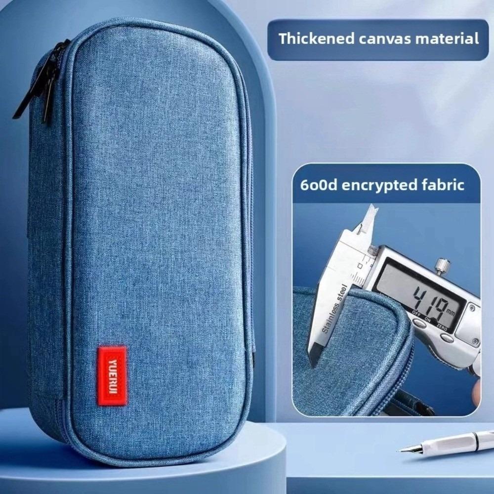 Portable Canvas Pencil Bag Multi-functional Thickening Large Capacity Stationery Bag Handheld 5 Layers Storage Box School