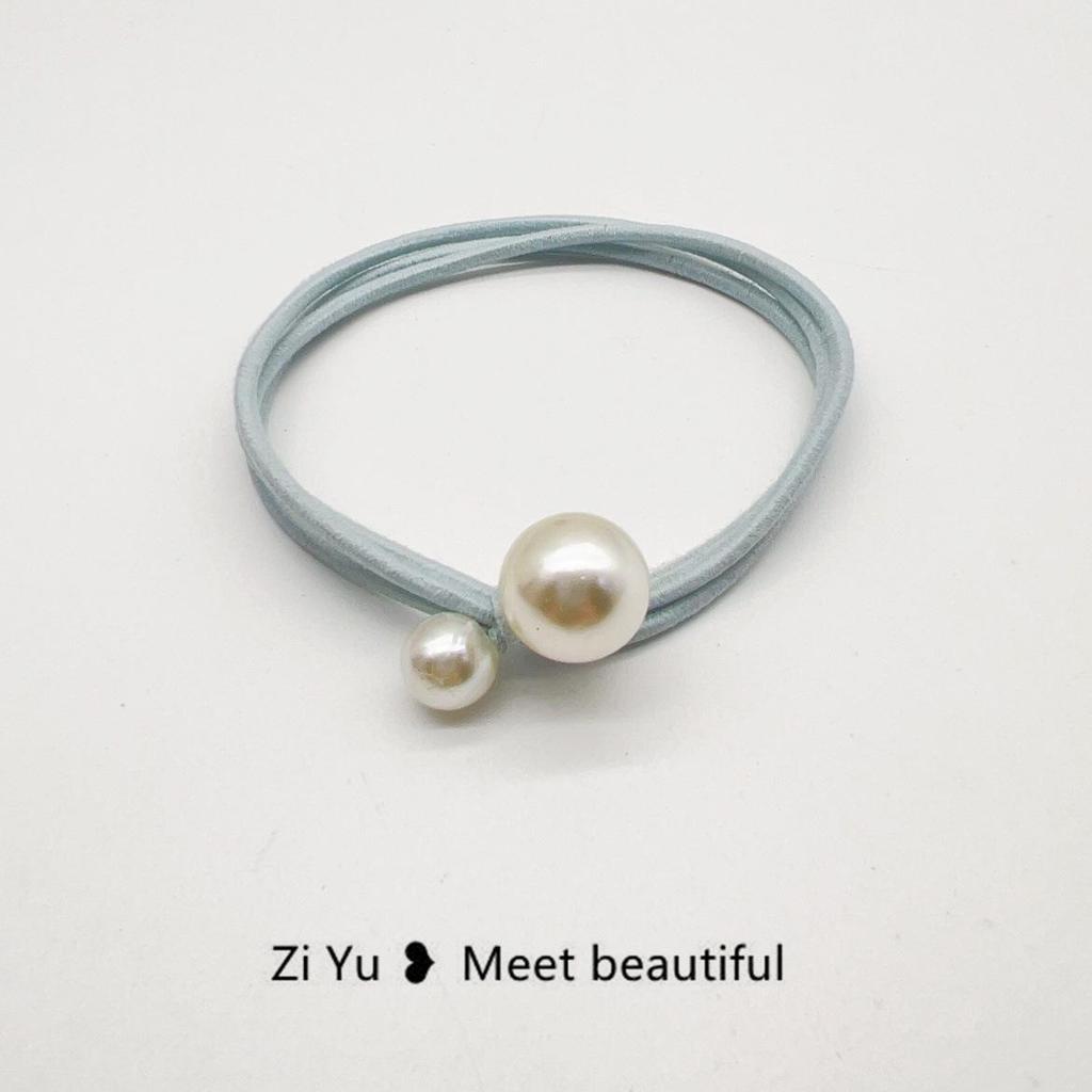 Inel de păr elegant cu perle: Bentiță Elastică cu Nod Coreean