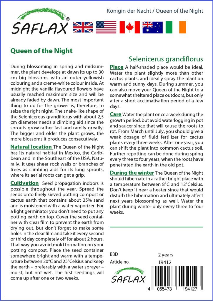 SAFLAX Queen of the Night - 40 Seeds - Selenicerus Grandiflorus