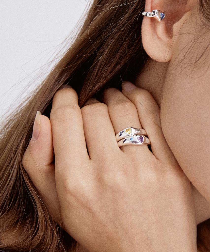 Tatiana (Silver925) Flower Draw Heart Cubic Ring Cr1811