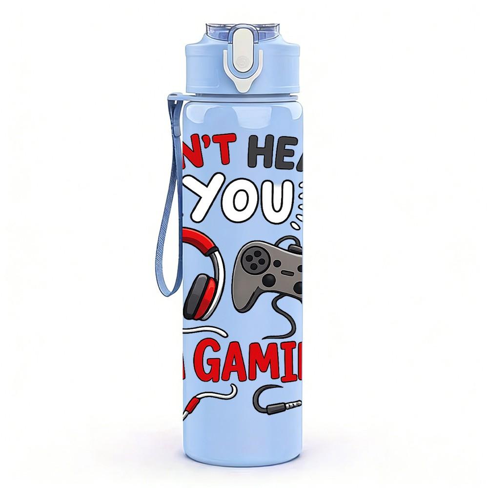 1PC Can’t Hear You I Am Gaming Headset Print 750ml Color Plastic Sports Water Bottle Leakproof Flip Straw Lid Suitable for Sports Office Home Use