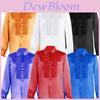 Polyester Satin Ballroom Performance Shirt For Men And Women With Ruffle Details For Halloween Stage Shows
