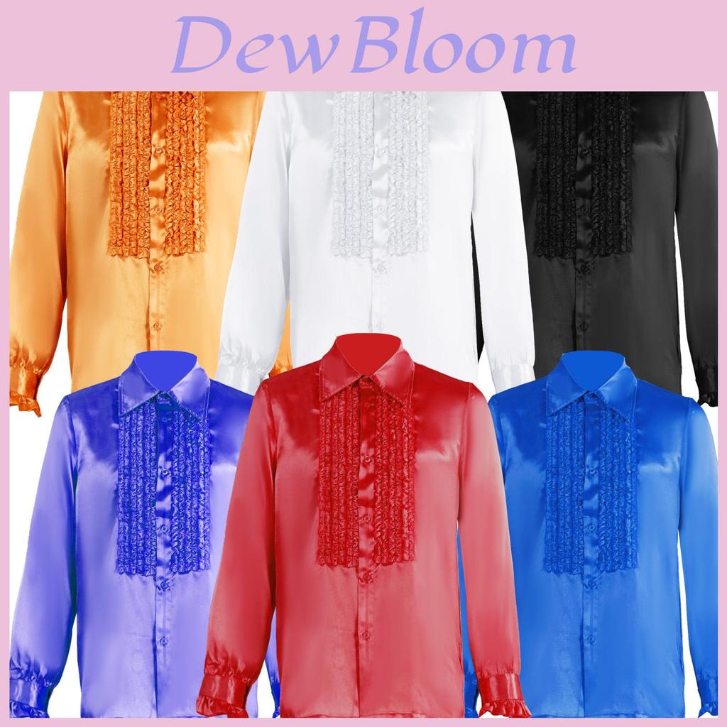 Polyester Satin Ballroom Performance Shirt For Men And Women With Ruffle Details For Halloween Stage Shows