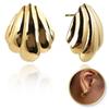 Earrings Stainless Steel Gold Plated 14K Seashells Stud Jewelry
