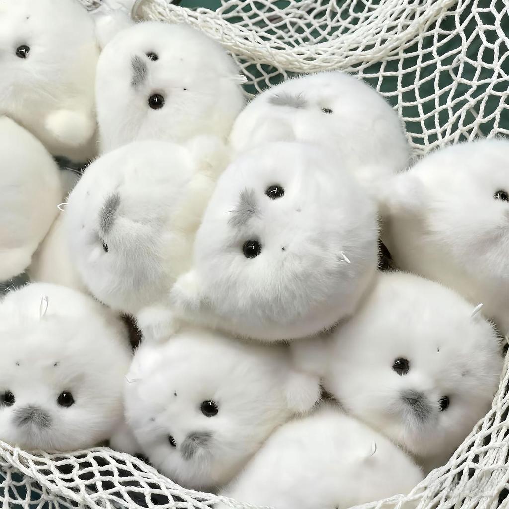 12cm Baby Seal Plush Toy Soft Cuddly White Marine Animal Stuffed Gift Adorable Black Eyes Grey Snout Soothing Comfort Decorative