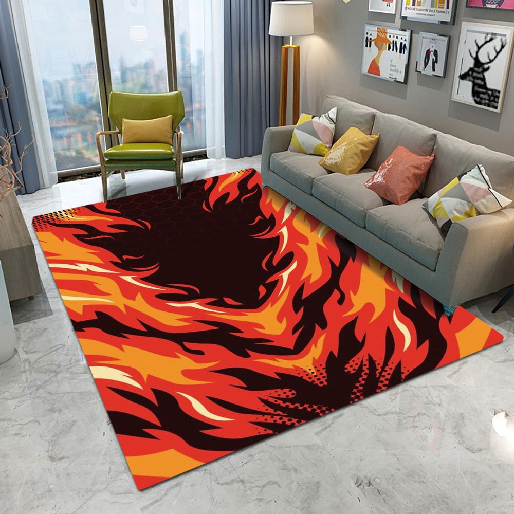 Abstract Art Pattern Floor Mat Various Styles with Flame Swirl Geometric Shapes and Vivid Colors NonSlip Rug for Home Decor