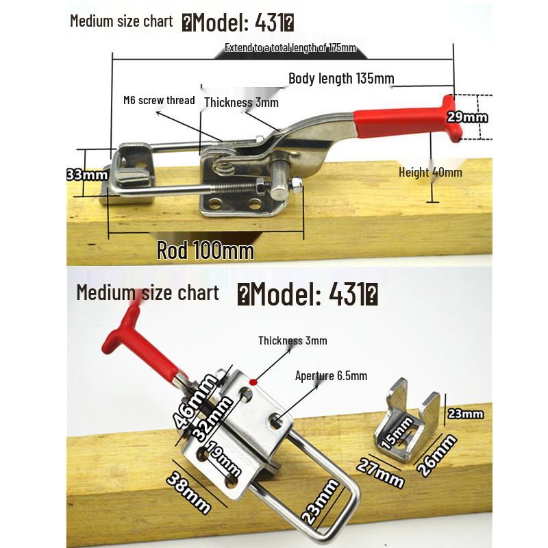 Heavy Duty 304 Stainless Steel Adjustable Snap Latch Lock Clamp Buckle