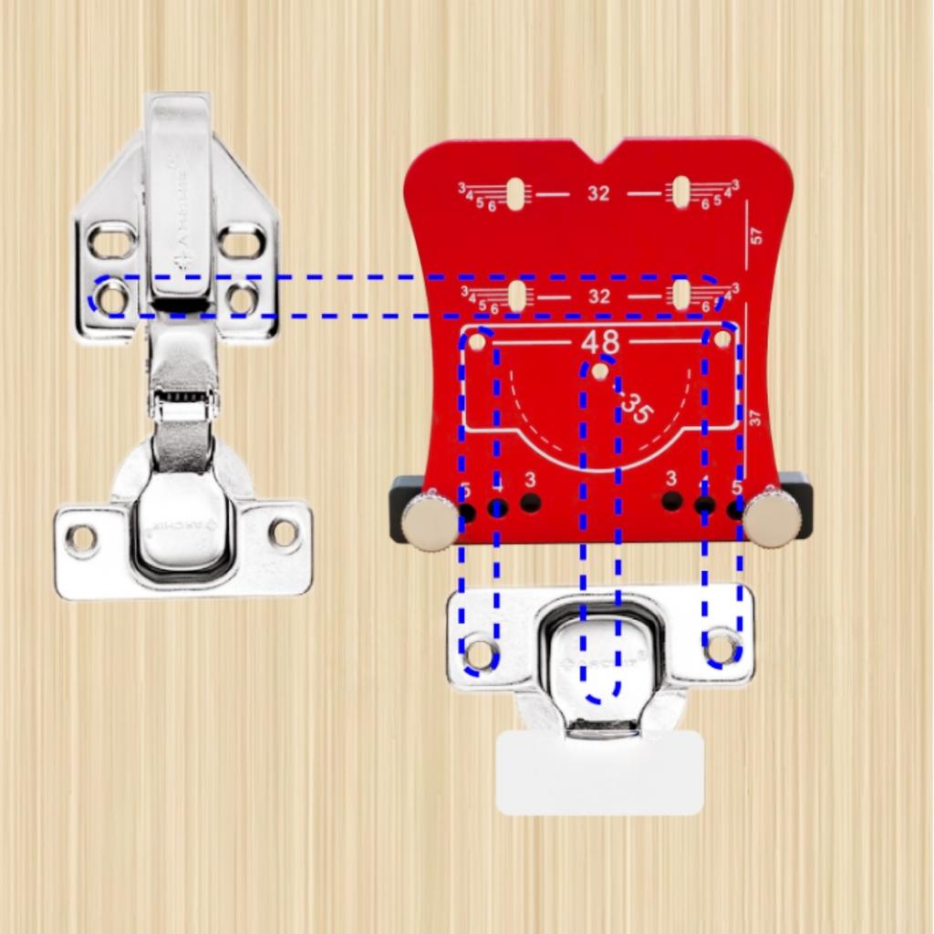Adjustable 35mm Drill Guide Cabinet Hinge Jig - Aluminum Alloy Precision Marking Template for Concealed Hinges, Manual Hand Tool