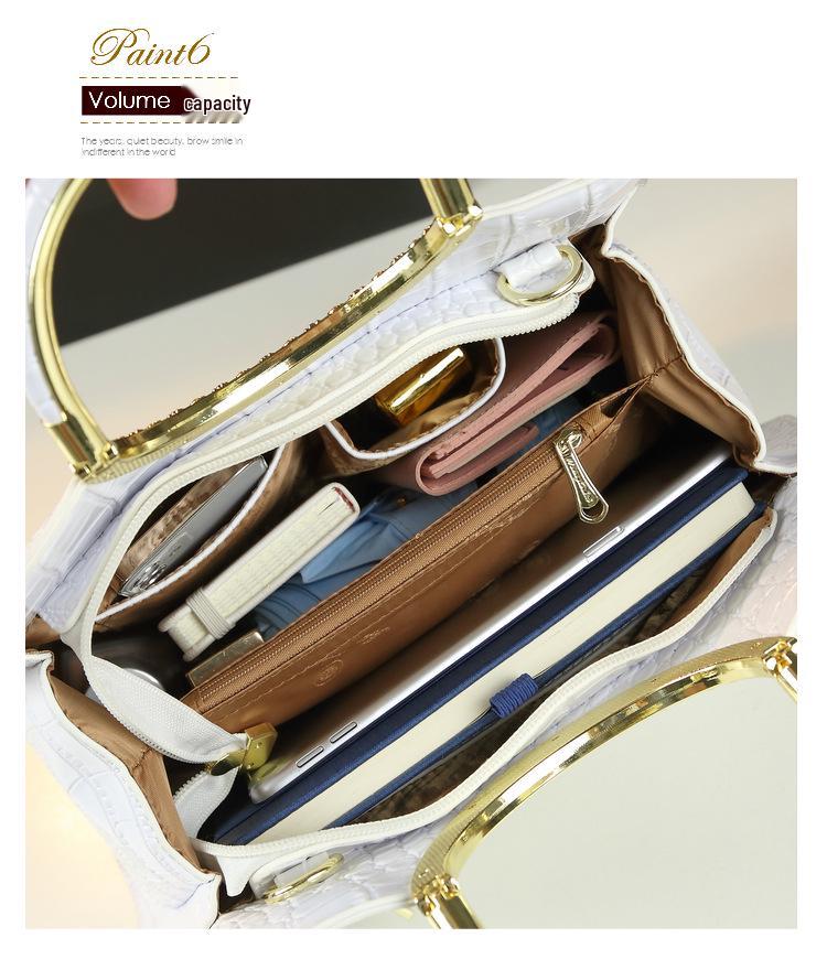 2025 New Fashion Women's Crocodile Pattern Handbag - Soft Leather, Large Capacity, Crossbody for Middle-Aged Women