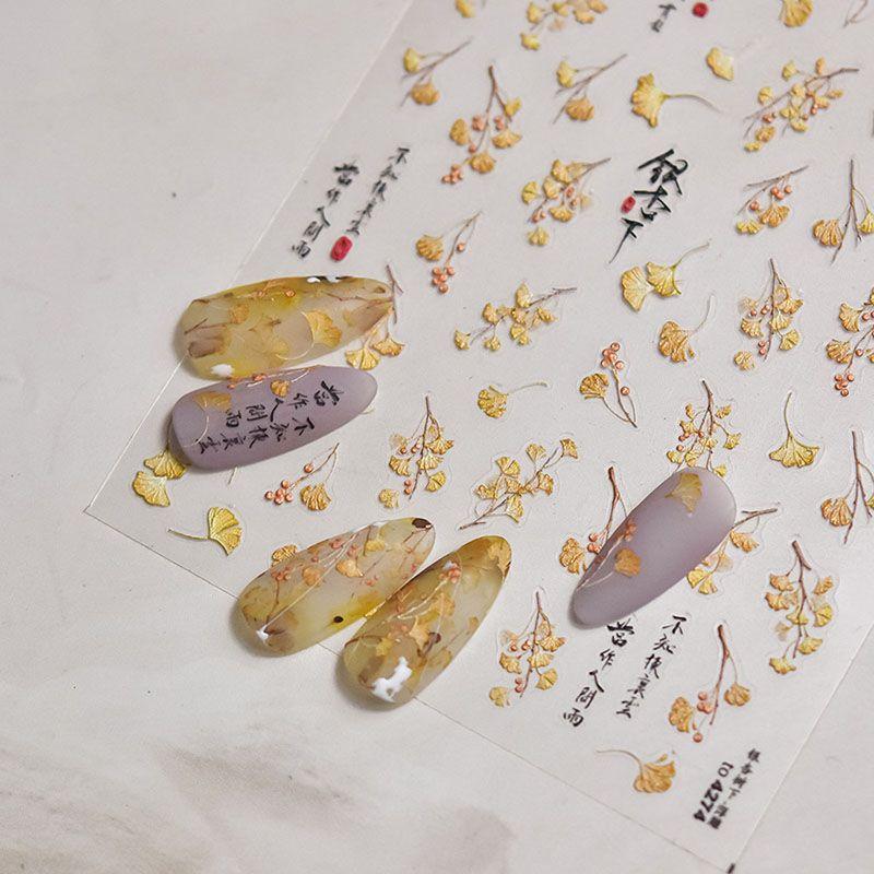 

Tomoni Embossed Japanese Style Chinese Style Nail Sticker 4274 under the ginkgo tree