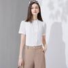 Simple and Versatile Design, Pleated Stand Up Collar Shirt for Women's Summer Style, Intellectual and Slimming Top