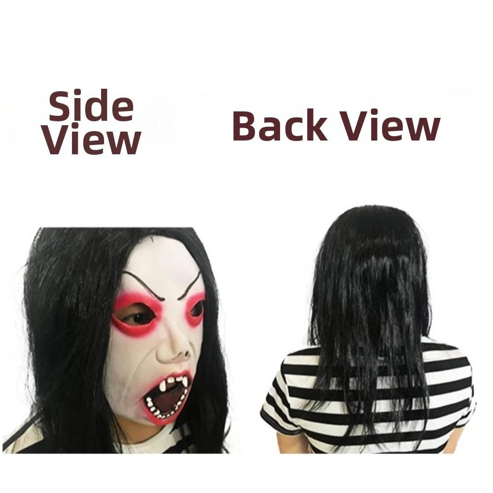 Realistic Black-haired Ghost Mask Spooky Terrifying Cosplay Mask Scary Ghost Mask Haunted House