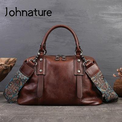 Large Capacity Genuine Leather Casual Tote Vintage Women Bag Soft Real Cowhide Business Handbag Shoulder Bags