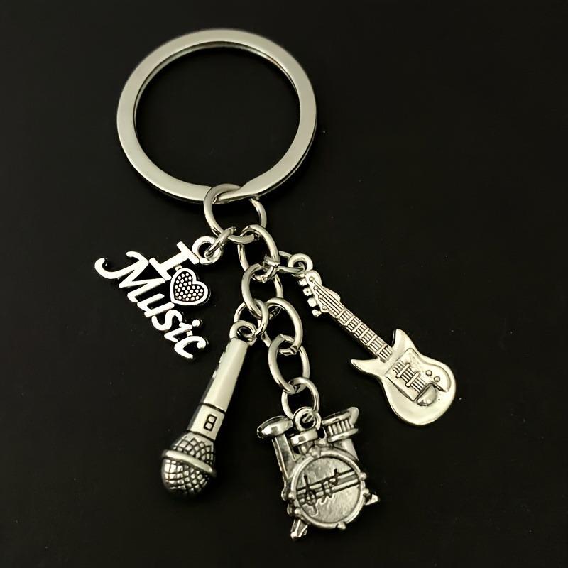 Cross-Border Fashion Music Instrument Keychain: Guitar & Drum Set Alloy Accessories Gift