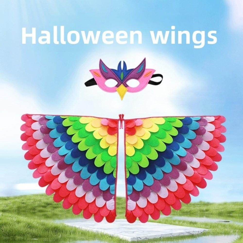 Bird Wings Halloween Cloak with Mask Felt Cloth Cape Mask Set  Stage Performance